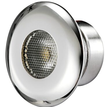 Corpo in acciaio inox. Può essere utilizzata come luce d'atmosfera sotto le plancette. Montaggio a pressione.