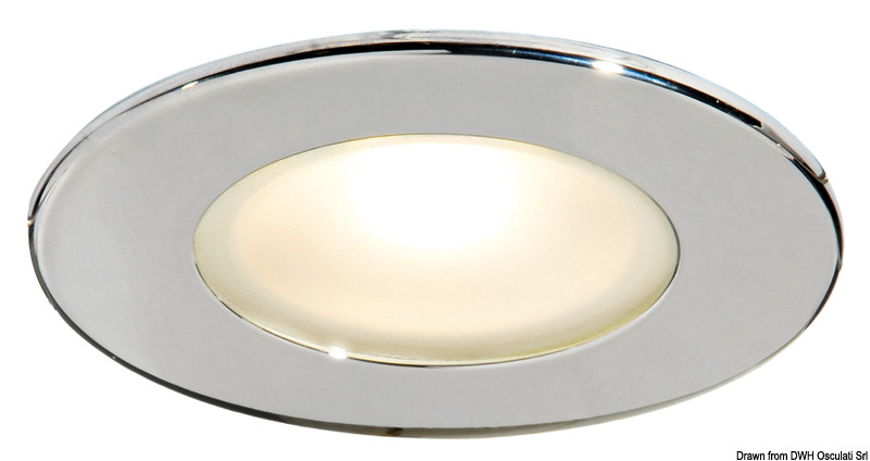 Corpo in acciaio inox. Lente in vetro satinato.Doppio sistema di fissaggio: con viti nascoste o con molle interne inox. Dimmerabili con 14.482.00