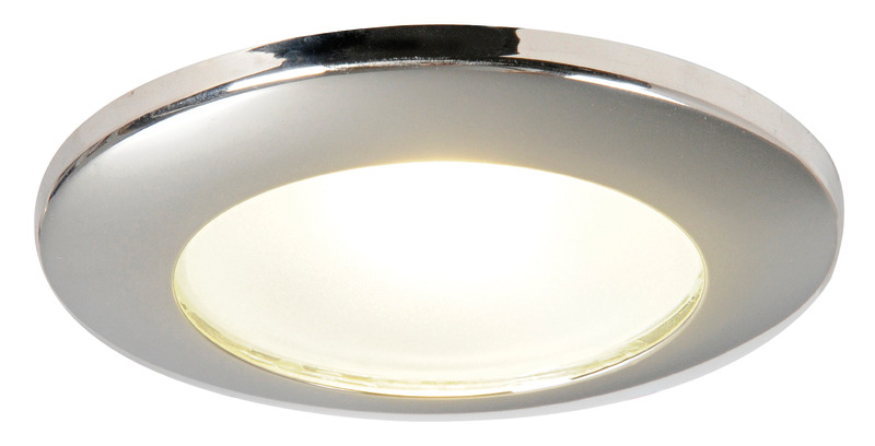 Corpo in alluminio, ghiera in acciaio inox. Sistema di fissaggio con viti nascoste dal frontalino.