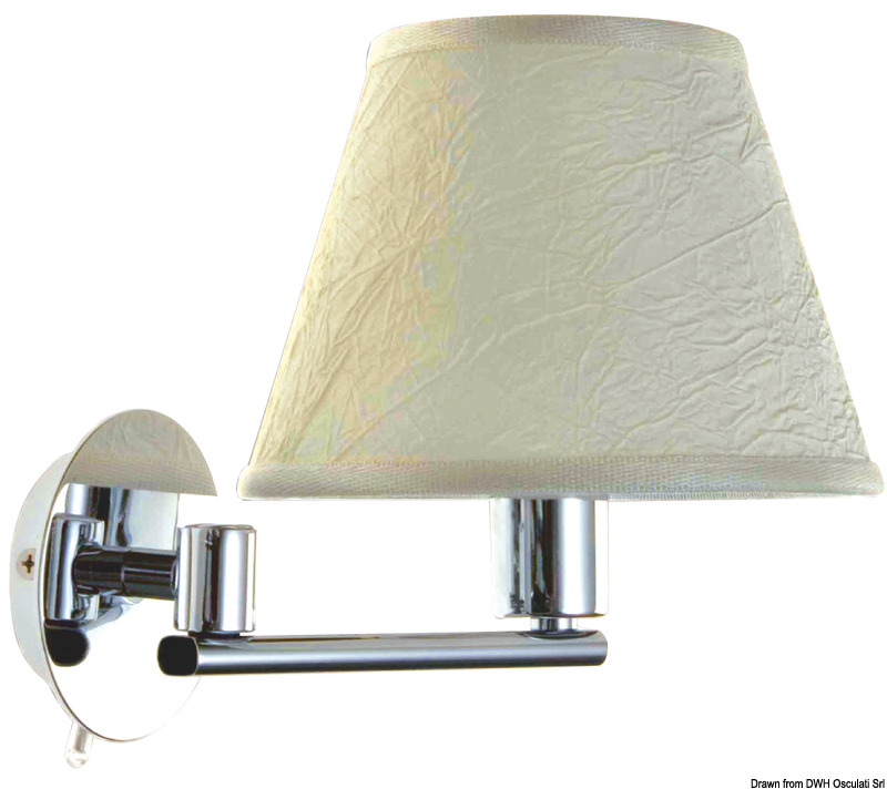 Corpo in ottone, paralume autoestinguente in seta avorio.Lampadina non inclusa. Portalampada E14.