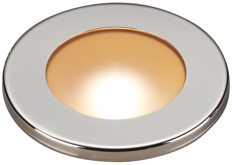 Carcassa in policarbonato completa di ghiera. Lente satinata. Un solo LED centrale. Fissaggio con viti.Tipologia luce:13.488.01/02 con luce fissa o dimmerabile, consultare la tabella per scegliere l'interruttore ideale.13.488.11/12 con luce dimmerabile, con funzione (ON/OFF + dimmer) touch inclusa nel vetro.