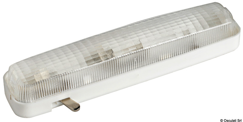 Plafoniera in policarbonato bianco originale Cobo. Completa di interruttore. Lampadine tipo a siluro non incluse.