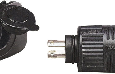 Kit presa e spina per motori elettrici e utenze di bordo con contatti in ottone nichelato, tenuta stagna con cappuccio e accoppiamento “locking” a prova di vibrazioni. Una soluzione plug‑and‑play che copre dal piccolo trolling motor fino ai sistemi più potenti: connessione sicura, impermeabile e a bassa caduta di tensione, pronta per installazioni da 12 a 48 volt.