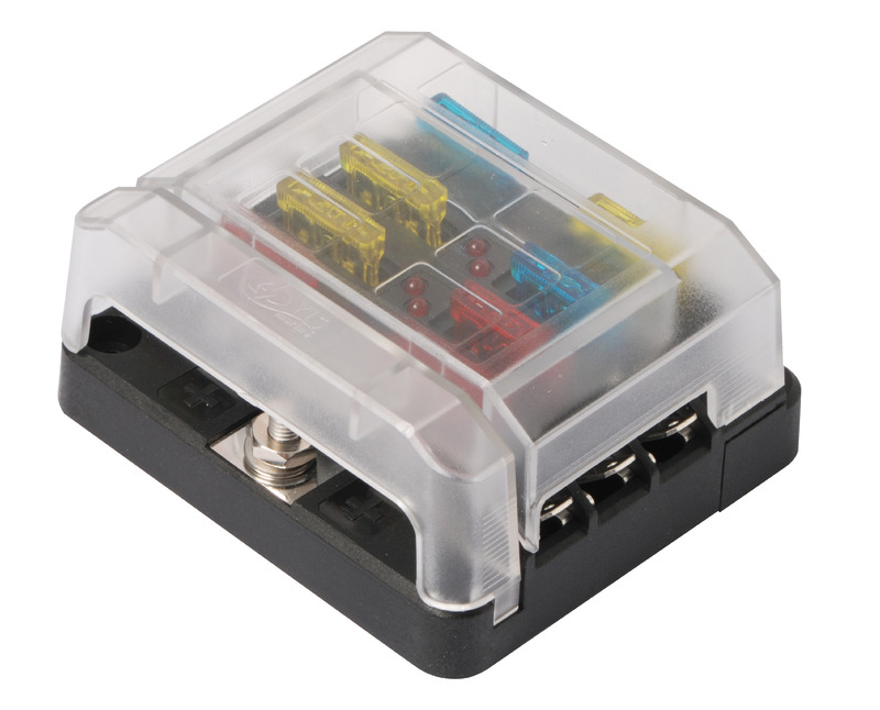 Accettano fusibili lamellari standard (ATP - ATO - ATC). Complete di LED di controllo su ogni fusibile. Voltaggio 12/24 V. Carico max cumulativo 100 A. Carico max singolo fusibile 20 A. Kit etichette adesive con varie scritte incluso nella confezione. Utilizzando i moduli base 1 e 2 è possibile comporre le combinazioni illustrate ed altre ancora. L'unico limite è il carico totale max dei portafusibili di 100 A.
