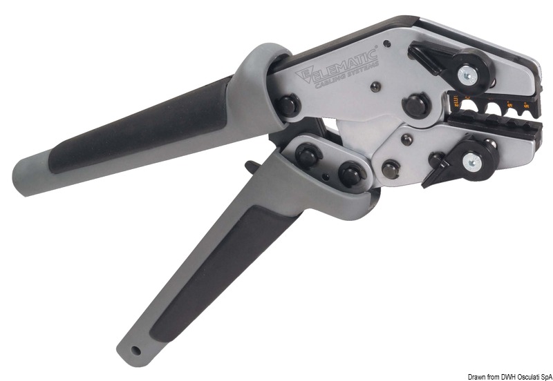 In acciaio temperato a matrici intercambiabili, manici ergonomici in materiale antiscivolo.