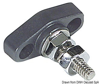 Adatti per alti amperaggi, che sono determinati non dal nodo, ma dal diametro dei cavi elettrici. Base in nylon/fibra vetro. Perno in acciaio inox. Dadi in ottone cromato.