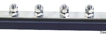 Base plastica ad alta capacità isolante. Barra di supporto in rame nichelato, viti e dadi in acciaio inox. volt 12/48.