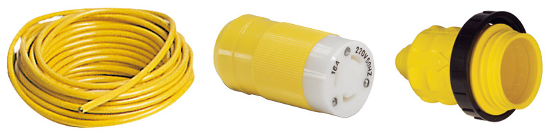 Cavo speciale "Sea Water Resistant”, premontato da un lato con spine Marinco.