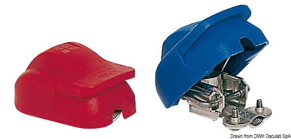 Costruiti in polypropylene, ottone cromato e acciaio inox AISI 316.Universali per tutte le batterie, accettano cavi fino a 40 mm2, massimo 800Amp.