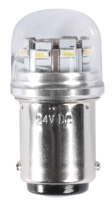 Per faretti con copertura in vetro dei LED. Zoccolo BA15D (15 mm baionetta con fermi allineati).