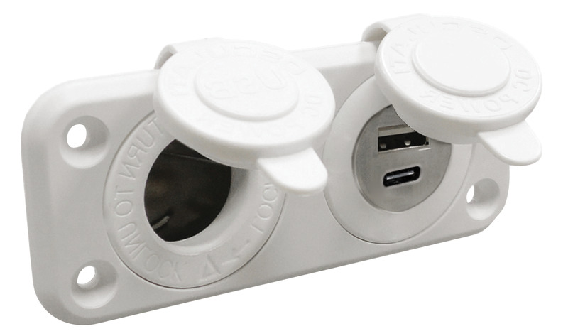 Fabbricate in nylon con cappuccio di protezione per renderle impermeabili. Ingresso 12/24 V. Uscita USB 5V.