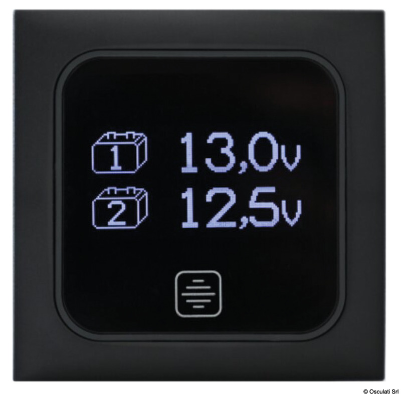 Pannello digitale touchscreen per il controllo di 2 batterie a 12 V.