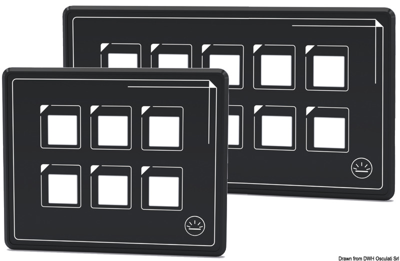 Sistema formato da:- Pannello di comando a membrana ultra piatto con retroilluminazione interruttori touch + spia-LED su ogni funzione attiva. IP67.In dotazione 60 sticker con vari simboli da applicare agli interruttori.Possibilità di riprogrammare ogni interruttore passando da ON-OFF a (ON)-OFF.- Cavo di collegamento Micro-USB standard, lunghezza 1 m tra pannello e Control Box. Può essere sostituito con qualsiasi cavo Micro-USB.- Control Box con fusibili da 10 A autoresettabili.