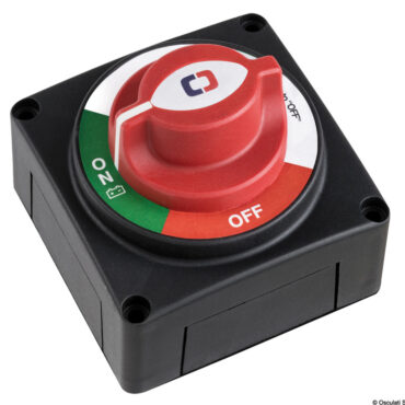 Serie di interruttori e deviatori che permettono di attivare/disattivare, combinare e/o separare i banchi di batterie per motori e servizi.Per applicazioni fino a 48 VDC. Compatibili con installazioni a muro esterne o a incasso. Conformi alla normativa di riferimento UNI EN ISO 8846.Uscita dei cavi possibile sui 4 lati.