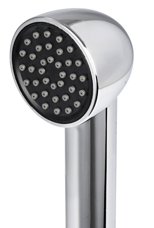 Vano con inserto in acciaio inox AISI 316. Inclinato a 45° per montaggio su piano orizzontale o verticale.Dotato di doccia Keji con testa maggiorata e spruzzatori anticalcare.