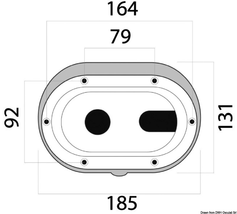 Oval shower enclosure + door cross outlet 185x131