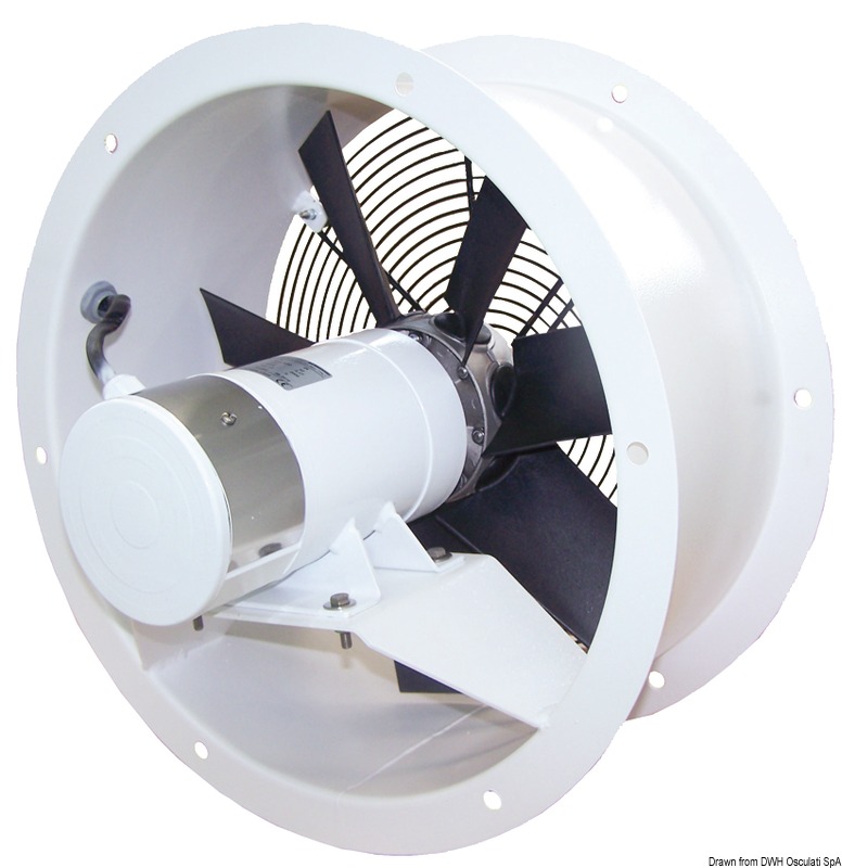 Certificato secondo le regole di collaudo RINA, applicate ai materiali e alle attrezzature marine.Con girante in polipropilene bilanciata dinamicamente e staticamente, con temperature di utilizzo -20 °C +80 °C.Fornito di serie con rete di protezione lato girante singola, o su richiesta doppia (su entrambi i lati per garantire una massima sicurezza).