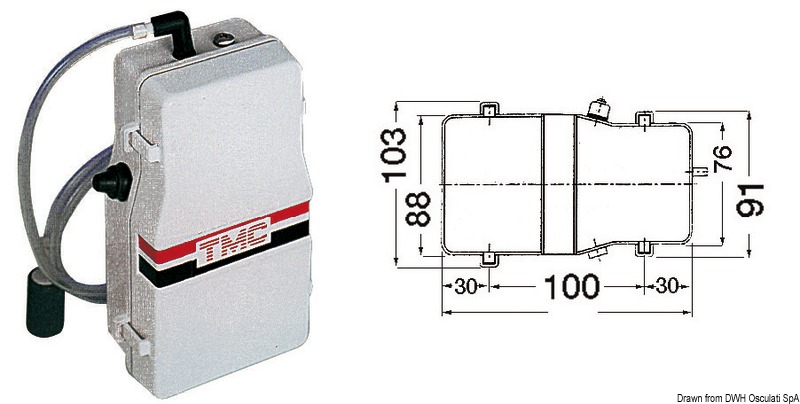 Fissaggio a parete, alimentazione con due pile alkaline "D” (torcia), completamente impermeabile.