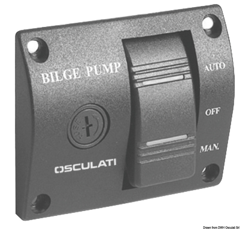 Universale per tutte le pompe con automatismo sia a galleggiante che elettronico.Completo di: interruttore a bascula "Marina” a doppio LED. 3 funzioni automatico, spento, manuale con ritorno a molla su posizione spento per non dimenticare accesa la pompa; fusibile di sicurezza.