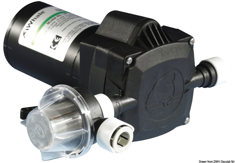Composta da una pompa da 3 bar (45 PSI) 16.700.04; 16.700.05 ad alta portata (18 l/min) + pistola erogatrice con attacco a scatto 36.189.00; 36.189.01; 36.189.02.