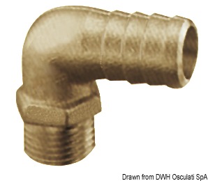 Brass hose adapter 90° 1/4" 8 mm