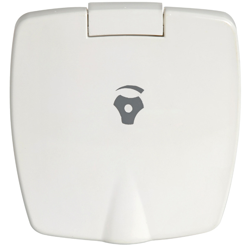 Rubinetto in ottone cromato con miscelatore in ceramica, vano di alloggiamento ad incasso bianco in ASA UV resistente.