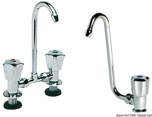 Swivelling spout tab chromed brass cold/hot
