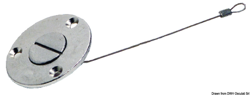 In acciaio inox AISI 316, completo di cavetto di sicurezza interno.