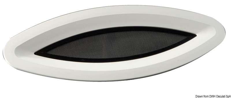 Carcassa in nylon con ghiera esterna di finitura e zanzariera. Fermi regolabili. Vetro acrilico fumè.Fissaggio con viti invisibili. Spessore murata 6-35 mm.Omologato CE.