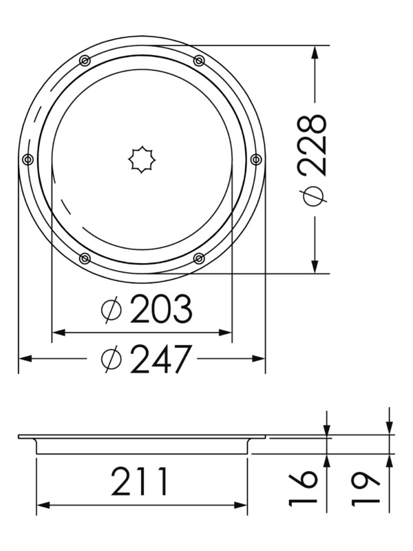In acciaio inox AISI 316. Apertura a ¼ di giro tramite maniglia winch, non compresa. Il tappo rimane attaccato alla maniglia per facilitare il sollevamento.