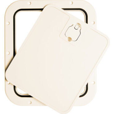 Superficie molto robusta e antisdrucciolo. Chiusura del coperchio Splash-Proof con guarnizione in neoprene. Montaggio a filo. Si possono usare come portelli per gavoni, vasche da pesca, oppure come portelli di ripostigli e paratie frontale a baionetta che si estrae per facilitare l'accesso. Ideale per installazioni in console con panca guida vicina.