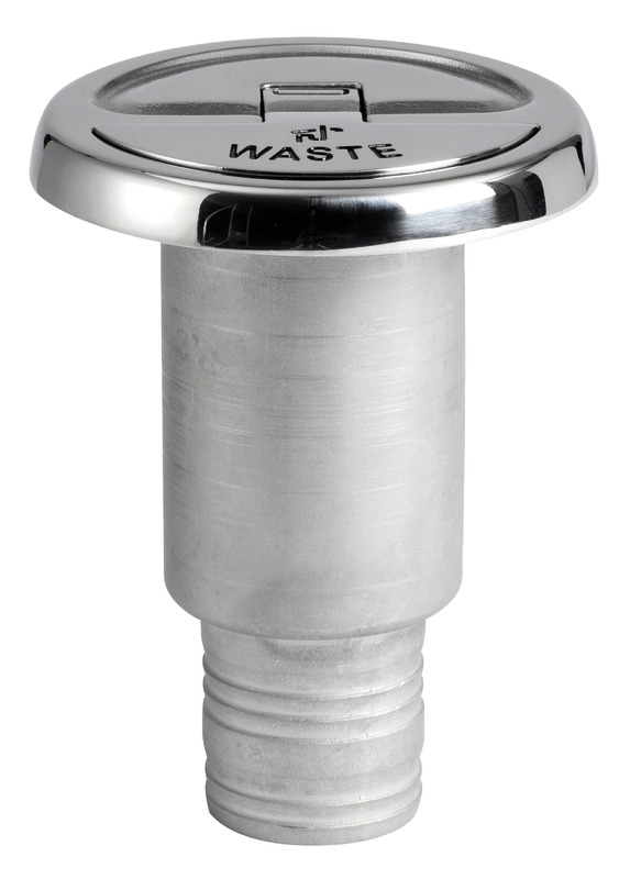 Caratteristiche tecniche: chiusura a scatto con rotazione 45°; sporgenza solo 7,7 mm; viti a scomparsa; cavetto inox di ritegno con molla; versioni fuel e diesel con attacco per cavo di massa; fabbricato in acciaio inox AISI 316 lucidato a specchio; simbologia a norme DIN.
