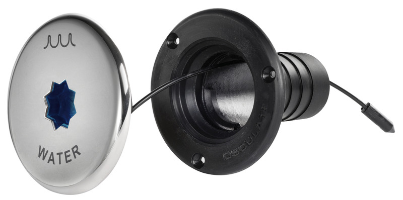 Corpo in tecnopolimero e copertura costampata in acciaio inox lucidata a specchio.- estetica flush;- apertura rapida ¼ di giro (tranne versione Waste);- laccetto di tenuta sostituibile in caso di rottura;- interno stella colorato per una discreta ma efficace riconoscibilità;- versione Waste doppio diametro 38/50 mm corrispondente alle norme ISO 8099.