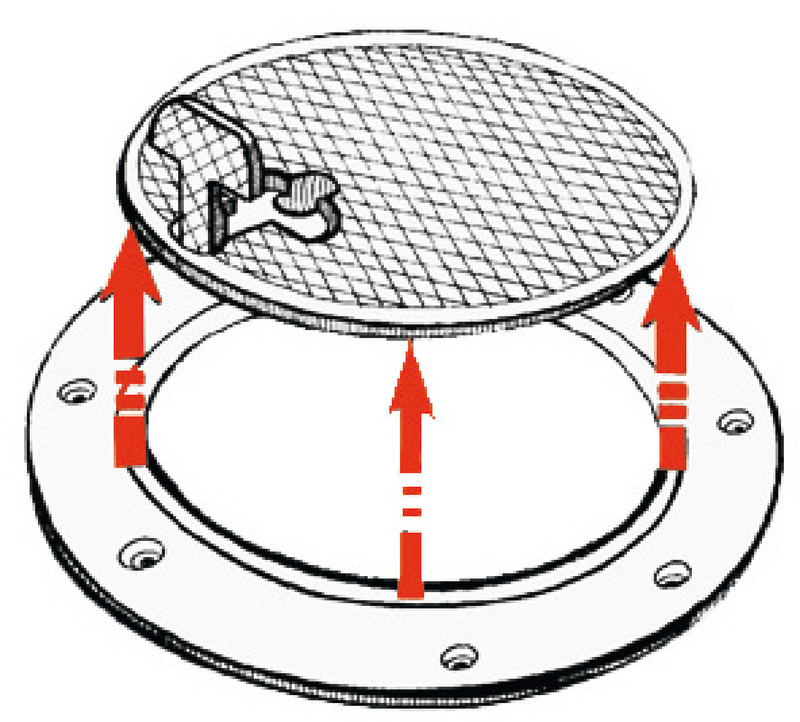 Superficie antiskid, apertura a filo con tavella rotante.Installabile su qualsiasi unità da diporto con categoria di progettazione A, B, C, D in area II a, III, IV. Grado di tenuta 2.