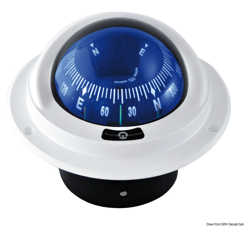 Sospensione semi - cardanica interna. A lettura frontale con divisione di 5°. Complete di illuminazione notturna a LED.