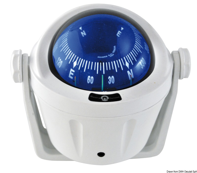 Sospensione semi - cardanica interna. A lettura frontale con divisione di 5°. Complete di illuminazione notturna a LED.