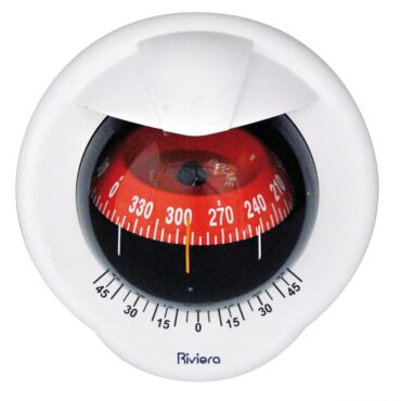 Con cardano interno, inclinometro, illuminazione 12/24 V, divisione rosa 5°. Calotta posteriore e cover incluse.
