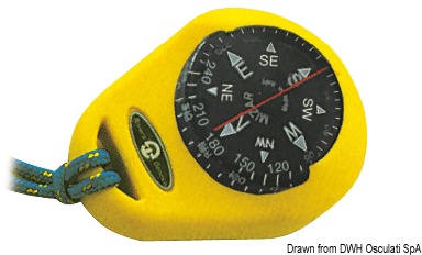 Resistente agli urti. Si porta al collo. Ideale per surf, piccole barche, come bussola di emergenza e come bussola da rilevamento essendo provvista di tacche di mira e doppia lettura frontale superiore. Rosa di 5° in 5°, sospensione a spillo, galleggiante. Modelli:-"MIZAR": con ghiera fissa-"ORION": con ghiera graduata esterna girevole