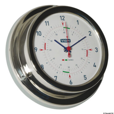 Carcassa in acciaio inox lucidato a specchio. Sistema di fissaggio a scatto incluso.