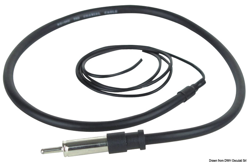 Antenna L'MRANT10 a dipolo, minimale ma sufficiente per un'adeguata ricezione delle onde radio. Impedenza 75 ohm. Lunghezza totale: 104 cm