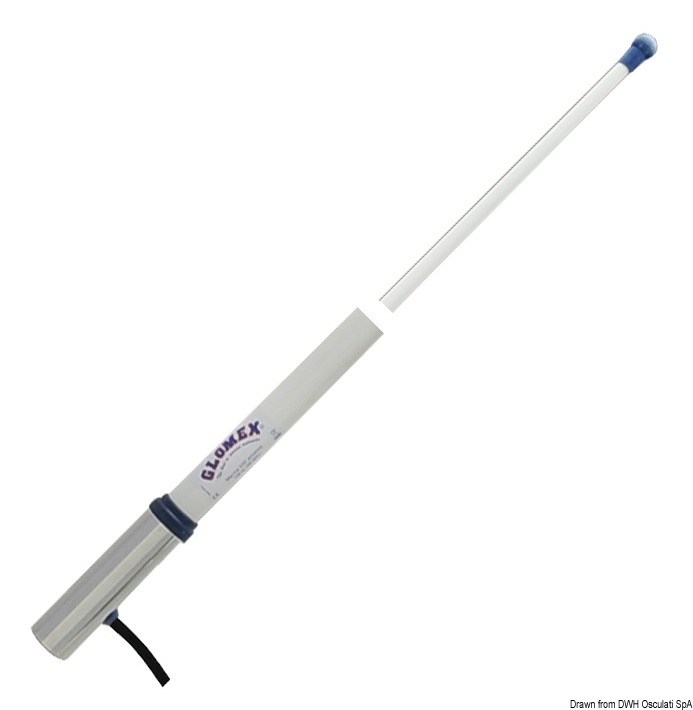 Impedenza 93 Ω, di altissima qualità, lunghezza cm. 240, é stata progettata per essere abbinata alle solite antenne VHF da 2,40 metri. Utilizza tutte le basi standard in plastica, ottone cromato oacciaio inox con filetto da 1”x14. Completa di 6 metri di cavo.