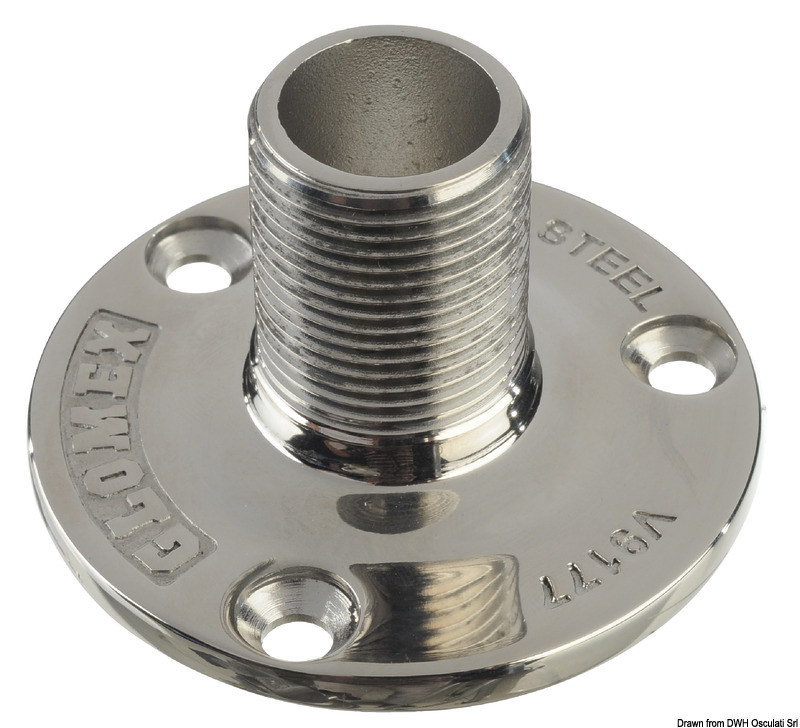 In acciaio inox per sopraelevare le antenne GPS / VHF / TV / AM-FM del nostro catalogo. Filettatura standard 1"x14