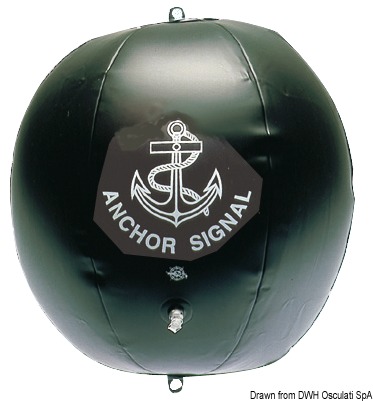 Da issare alla fonda (uno), oppure (due in fila verticale) nel caso la barca non governi. Sgonfio non occupa spazio. Obbligatorio come dotazione di bordo da entro 1 miglio a senza limiti di distanza della costa secondo il nuovo DM n°133 del 21/09/2024