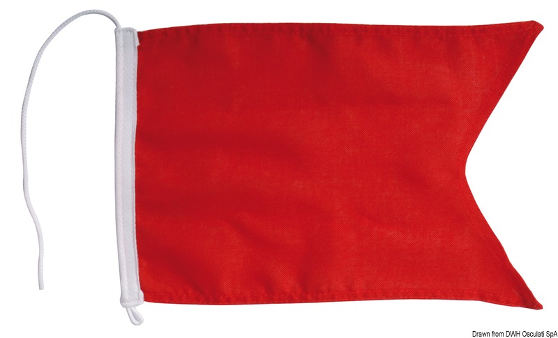 In nylon regolamentari, con fissaggio su sartie tramite chiusura a strappo, di colore rosso, lettera “B”.