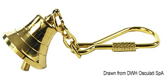Pendant polished brass keyring Bell