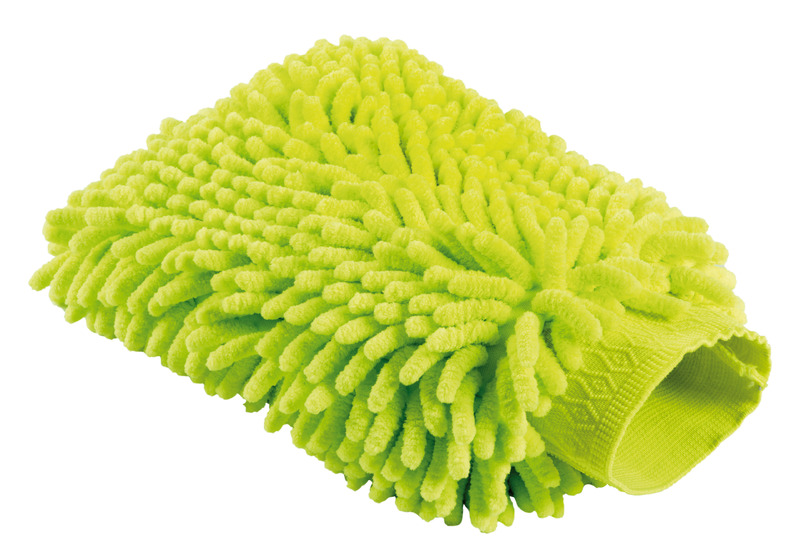 25 x 28 cm. Fabbricata in morbida microfibra. Ha la particolarità di assorbire una grande quantità di acqua, che permette la pulizia ottimale di grandi superfici con poca pressione. Il polsino elasticizzato consente di avere un maggior controllo del guanto.