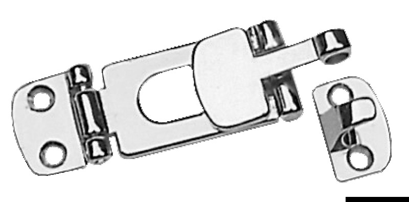 In ottone cromato, con porta lucchetto, sistema di sicurezza con viti protette dalla bandella.