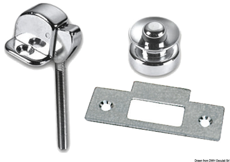 Scrocco a pulsante in ottone cromato.