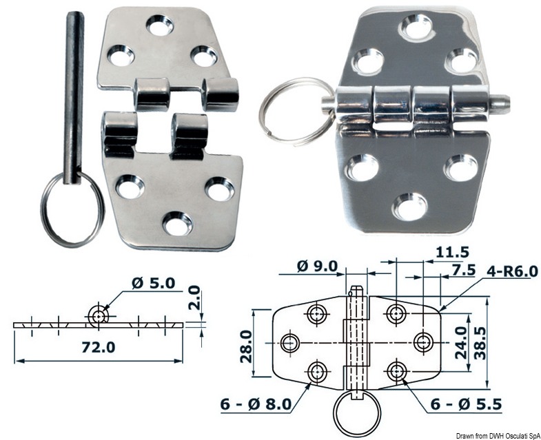In acciaio inox, lucidate a specchio, con smorzamento delle vibrazioni tramite asse centrale frenato.