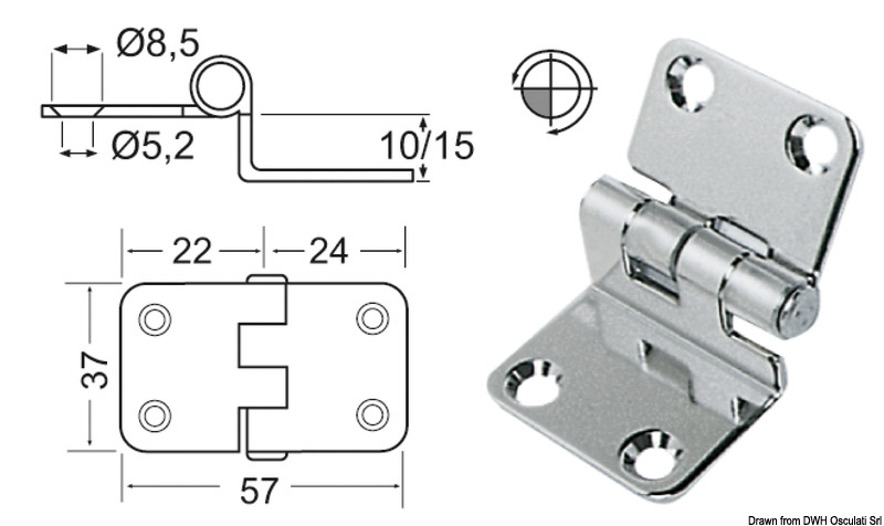 In acciaio inox lucidate a specchio, con smorzamento delle vibrazioni tramite asse centrale frenato.